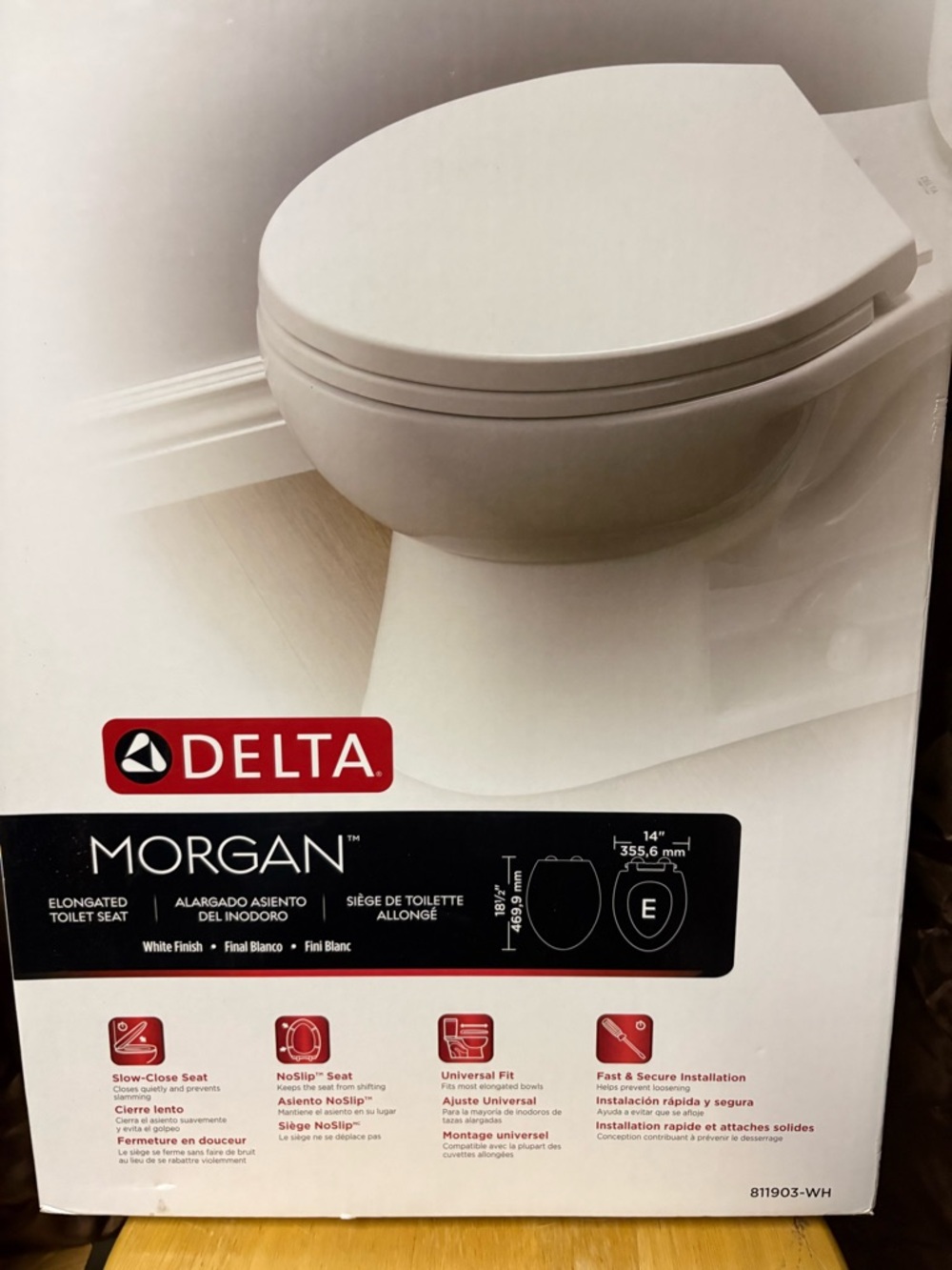 Delta White Slow-Close Elongated Toilet Seat with No-Slip Bumpers